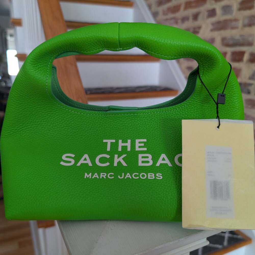 MARC JACOBS SHW Mini Sack Hand Bag Calfskin Leather Green - Picture 2 of 6